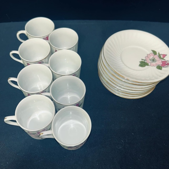 Set Of 8 Demitasse Espresso Cups And Saucers - Picture 10 of 12
